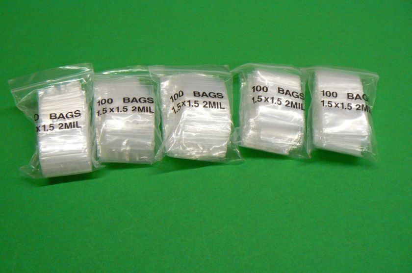 RECLOSABLE ZIPLOCK BAGS 2MIL ZIP SEAL 1.5x 1.5 500pcs  