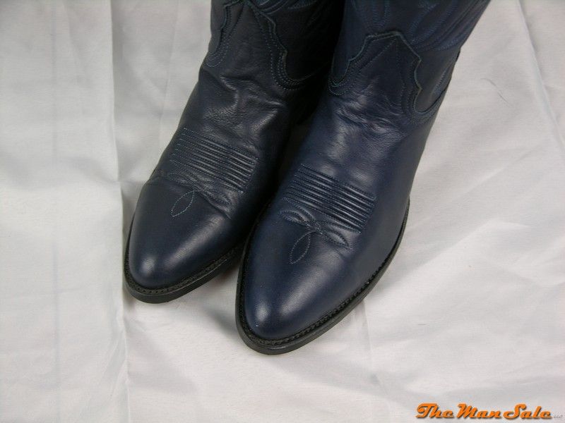 New Nocona Navy Deer Tanned Leather Cowboy Boots Western Wear Multiple 