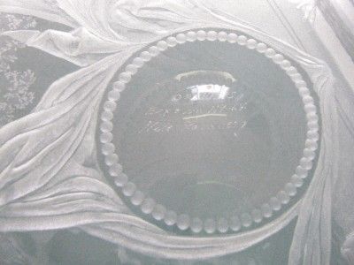 NILS LANDBERG ORREFORS ETCHED GLASS CHARGER PLATE SWEDISH ART 12.5 $ 