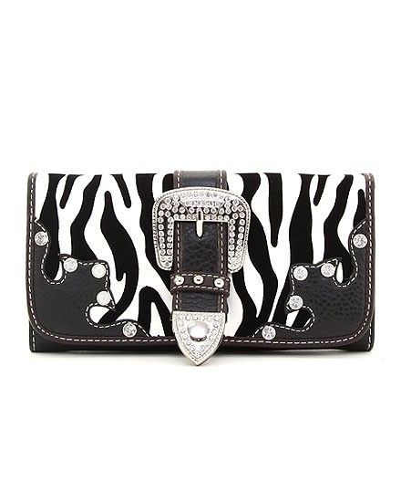 ZEBRA ~ ANIMAL PRINT WESTERN BUCKLE WALLET/PURSE  