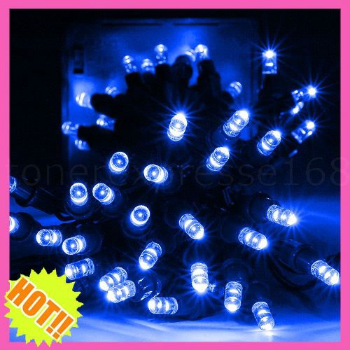 11M 36.1ft 60 LED Solar Fairy Blue Outdoor Christmas Garden Party 