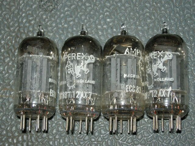 FOUR AMPEREX BUGLE BOY LONG PLATE D GETTER 12AX7 ECC83 MARANTZ 7 PRE 