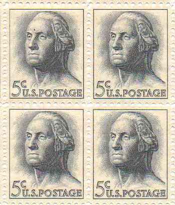   Washington Set of 4 x 5 Cent US Postage Stamps NEW Scot 1213  