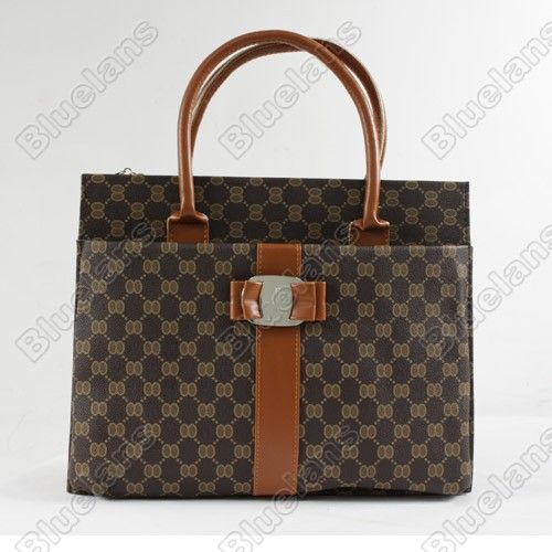 Hollywood Style Classical Womens Bow Plaid Tote Shoulder Bag Handbag 