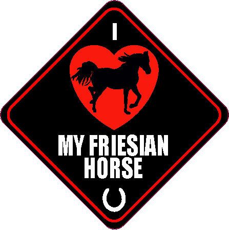 LOVE (HEART) FRIESIAN HORSE 4 (black) STICKER  