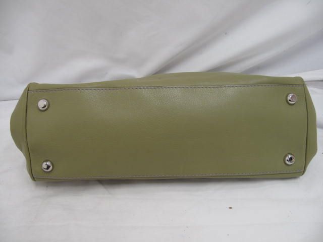 Marc Jacobs Pea Green/Purple Stitched Leather Top Handle Bag  