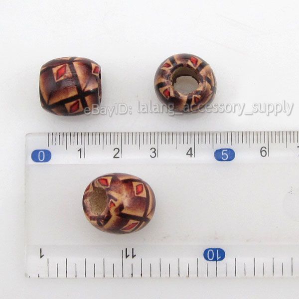 60 Black Wooden Charm Beads Fit Bracelet 16mm 150658  