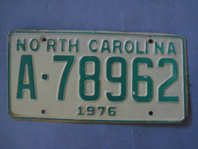 1976 North Carolina license plate nice original  