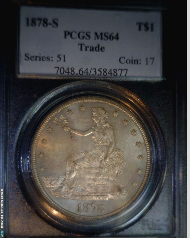 1878 S TRADE SILVER DOLLAR GRADED PCGS ~ MS64  