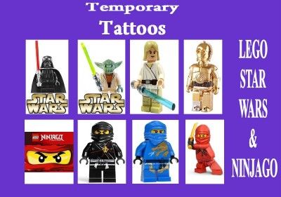 TEMPORARY TATTOO kids LEGO STAR WARS & NINJAGO party LAST 1 WEEK loot 