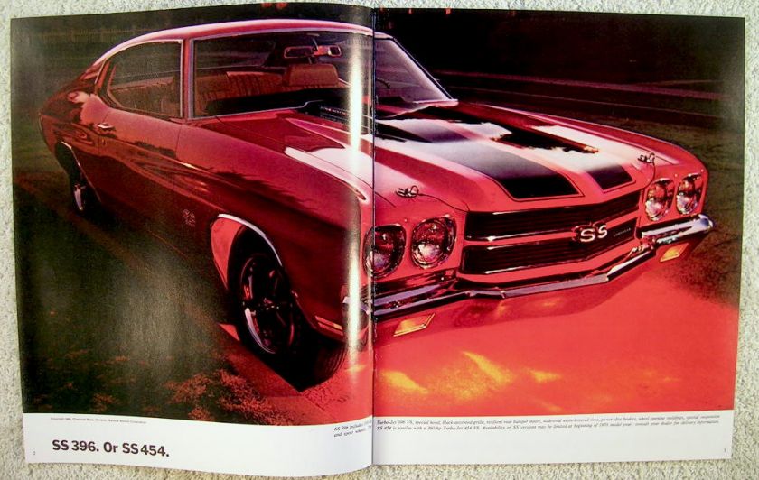 CHEVROLET 1970 CHEVELLE BROCHURE SS396 & 454  