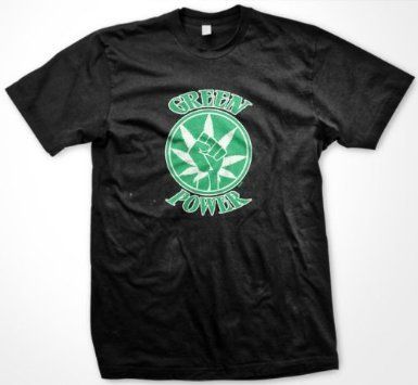 Green Power Fist Marijuana Leaf Pot Weed Mens T Shirt  