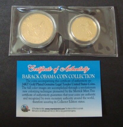 BARACK OBAMA 1/2 DOLLAR, 25 CENTS HAWAII SOUVENIR COINS  