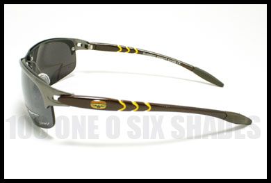 GOLFING Sports Sunglasses Coach Shades Wrap Around GUN METAL w/ Yellow 