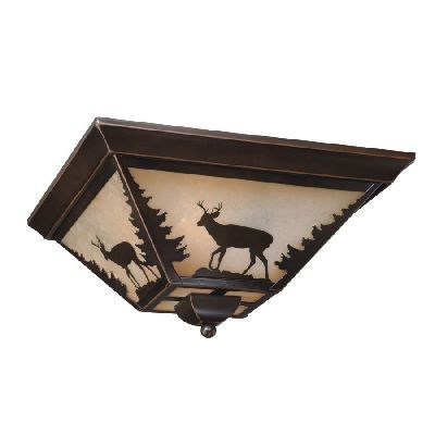 NEW 3 Light Rustic Deer Flush Mount Ceiling Lighting Fixture 