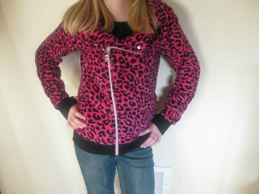   Avril Lavigne Girls CHILD Leopard Woobie Jacket LARGE 12 14 NWT  