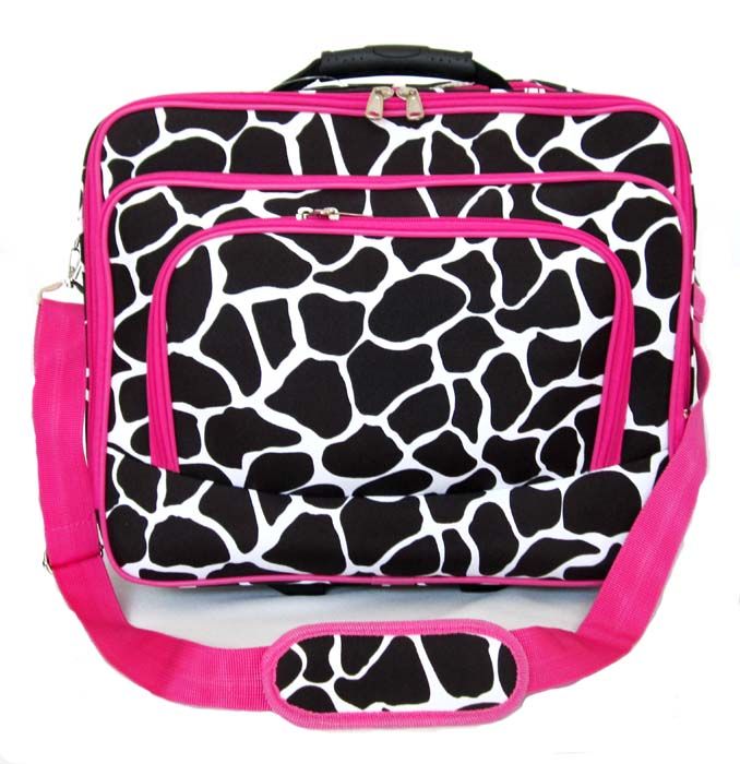   Laptop Briefcase Rolling Wheel Travel Bag Luggage Pink Giraffe  