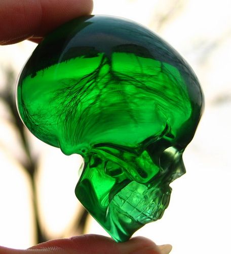 Green Obsidian Carved Crystal Skull/Head Healing,Crystal Healing 