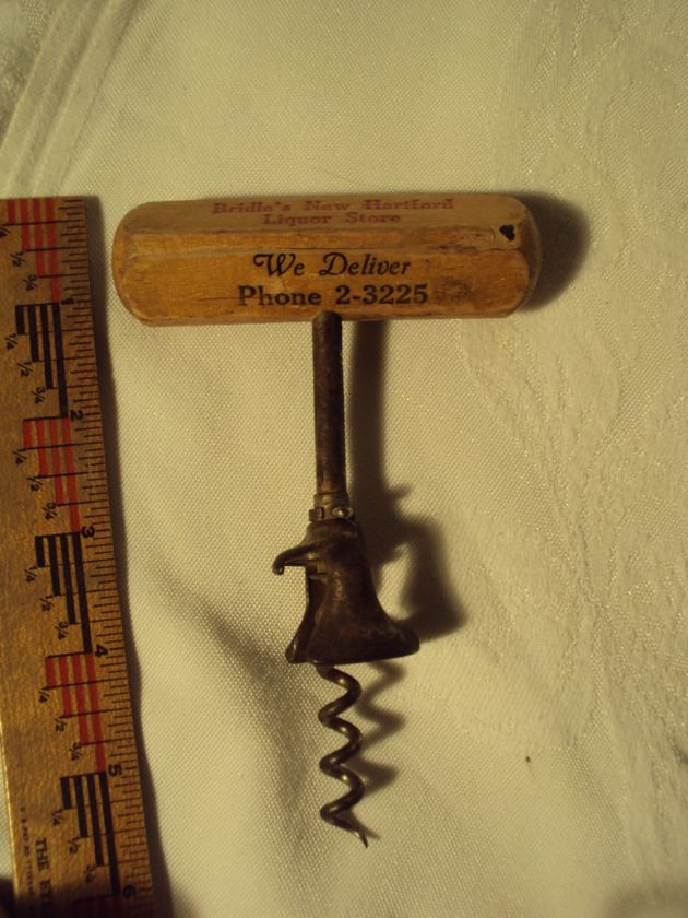   BRIDLES LIQUOR STORE NEW HARTFORD NY Wine CORK SCREW wooden handle