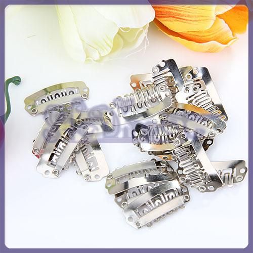 20 Silver Snap Clips for Hair Extension Wigs Weft 28mm  