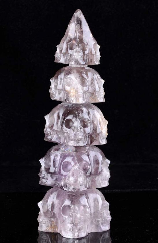 Amethyst Five Floors Skull/Skeleton Tower Carving #7483  