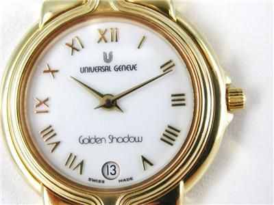 18KT Y GOLD UNIVERSAL GENEVE GOLDEN SHADOW WATCH W/ BOX  