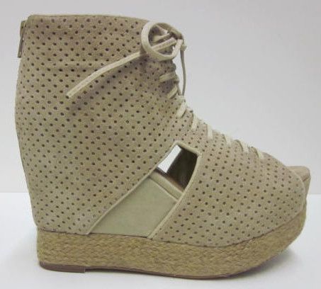 JEFFREY CAMPBELL MARY ROCKS  WEDGE PERF SUEDE BOOTIE  
