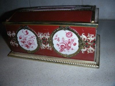 VINTAGE WEST GERMANY LINETTE TIN BANK LITHO ROSES  