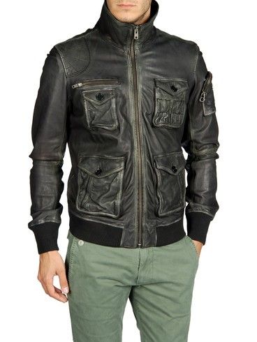 Mens Diesel LECORD Leather Black bomber Jacket Large RRP£700 