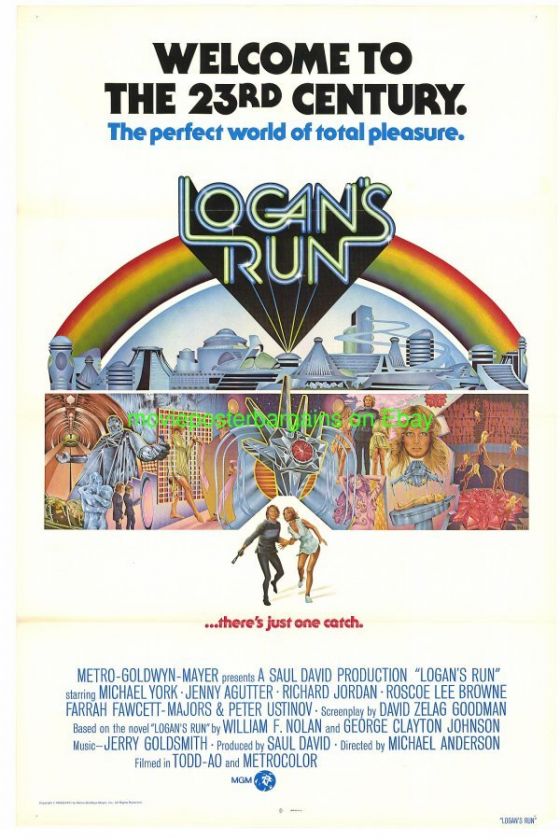 LOGANS RUN MOVIE POSTER FOLDED 27x41V.F. 1976 ORIGINAL  