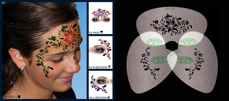 European Body Art Hawaiian Flower Face Paint Stencil Template Airbrush 