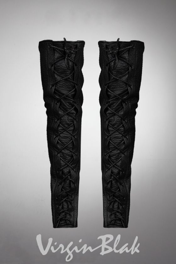 vb HOMME Black Leather Leg Warmers 3WI  