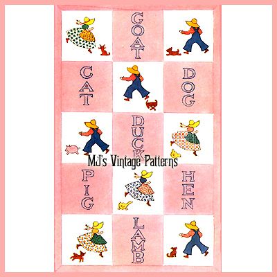 Vintage Sunbonnet Sue and Sam Quilt Pattern  