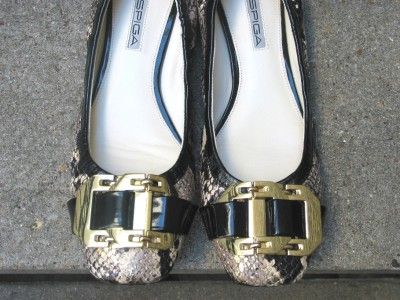 VIA SPIGA SNAKESKIN GRAIN LEATHER BALLET FLATS SIZE 6   CUTE  