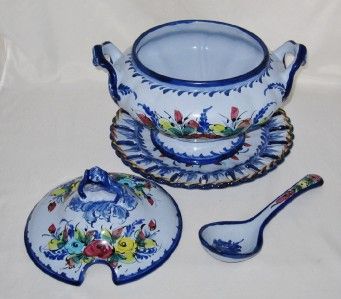 Vestal Alcobaca Soup Tureen, Lid, Ladle, Plate,2 Candle  