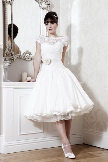 high neck short puffy white lace wedding dress/gown6 14  