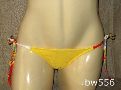 Sexy YELLOW STAMPED Brazilian Bikini Swimsuit Swimwear NWT X Small 