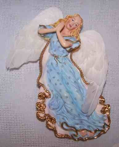 CELESTIAL ANGEL ORNAMENTS 1989 Bradford KISS PRAY HUG  