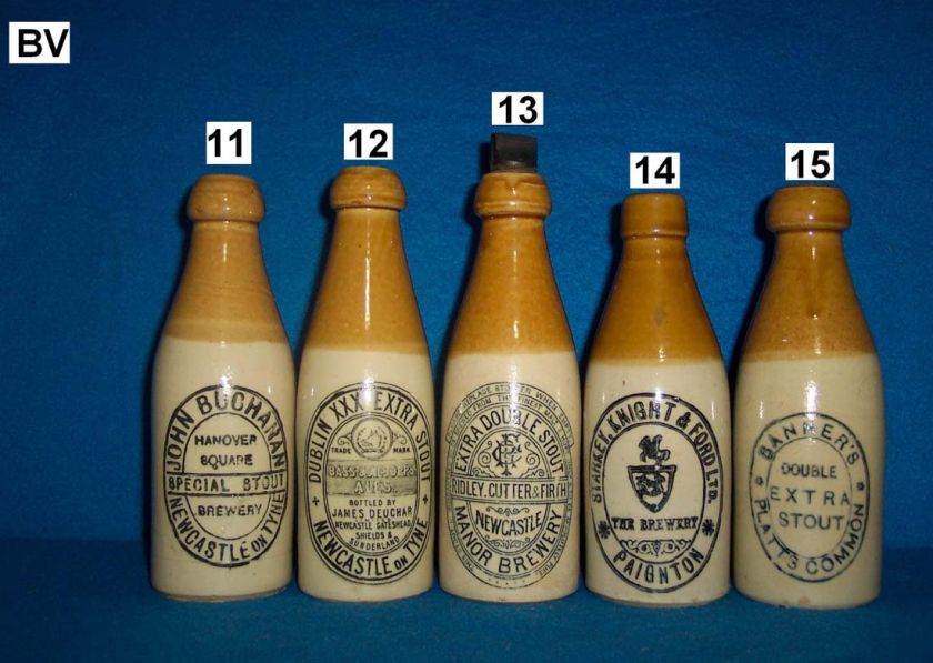 COLLECTION 48 POTTERY USA UK BEER BOTTLES STONEWARE  