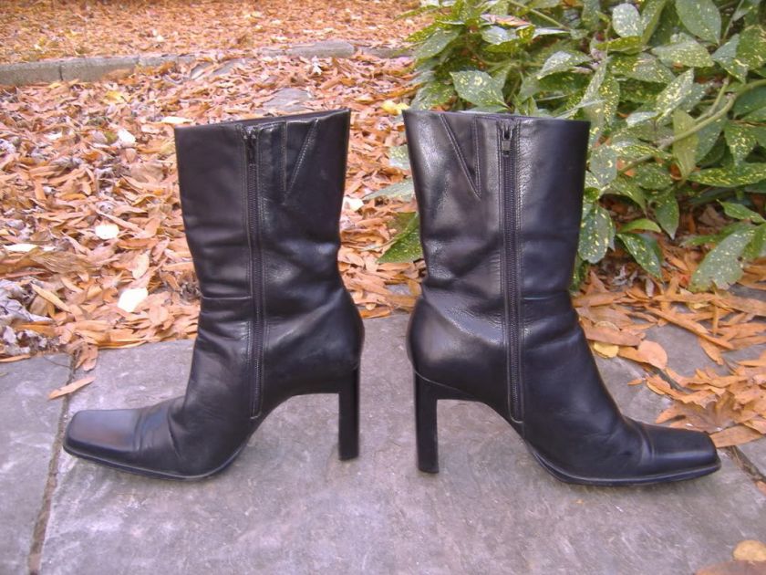 DANGEROUS DIBA Tall & Sleek Black Leather Ankle Boots 10  