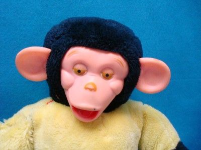 VINTAGE PLUSH MONKEY 18 PLASTIC FACE EARS HANDS SHOES  