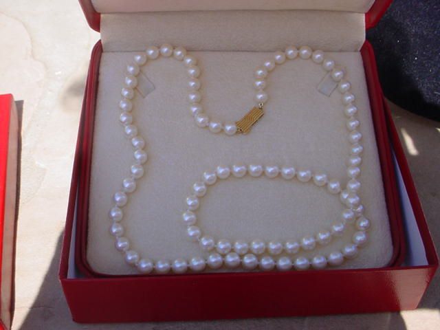 18K ~MIKIMOTO~ 7.5 MM x 7 MM~28 OPERA~PEARL~NECKLACE  