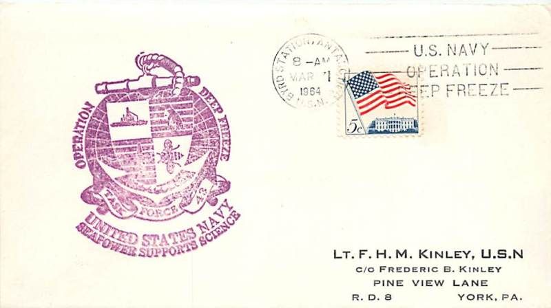 US   1964 Antarctic Cover   Byrd Station   Deepfreeze  