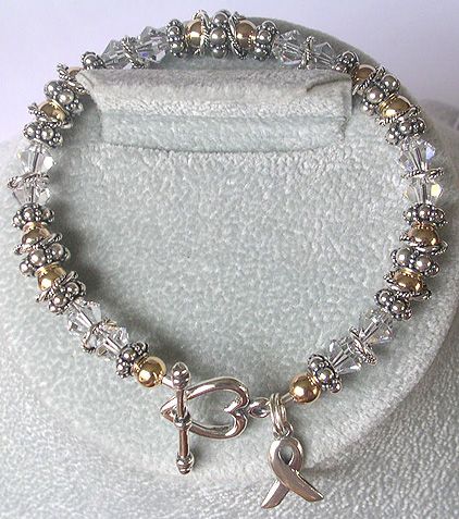 LUNG CANCER AWARENESS BRACELET swarovski crystal GOLD  