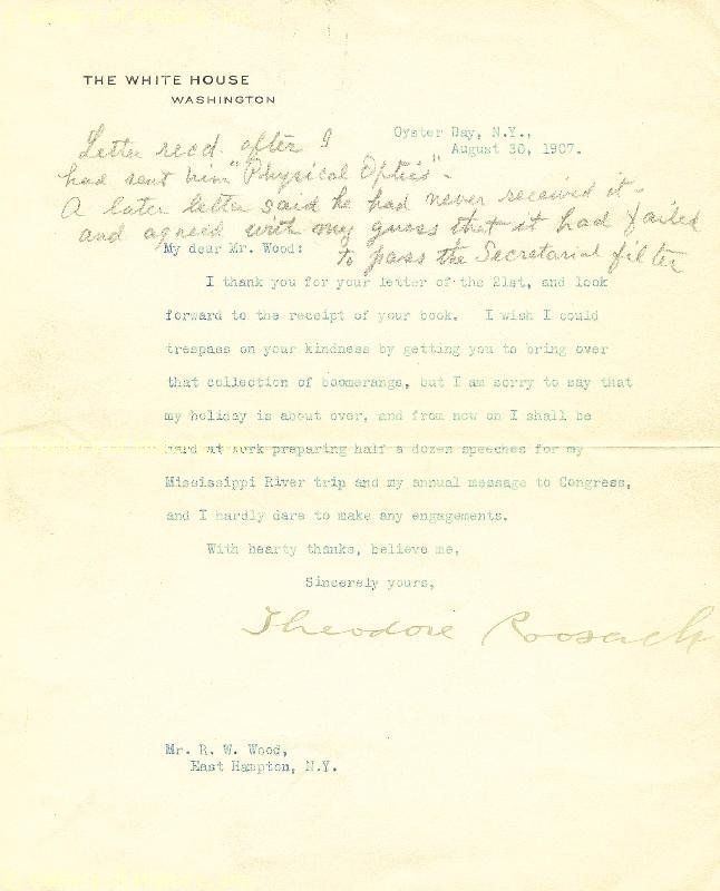 THEODORE ROOSEVELT   TYPED LETTER SIGNED  