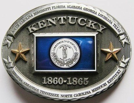 Kentucky Confederate Rebel State Flag Belt Buckle   New  