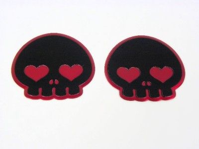 BLACK PINK GIRL SKULL LOVE SKELETON EMBLEMS BADGES  