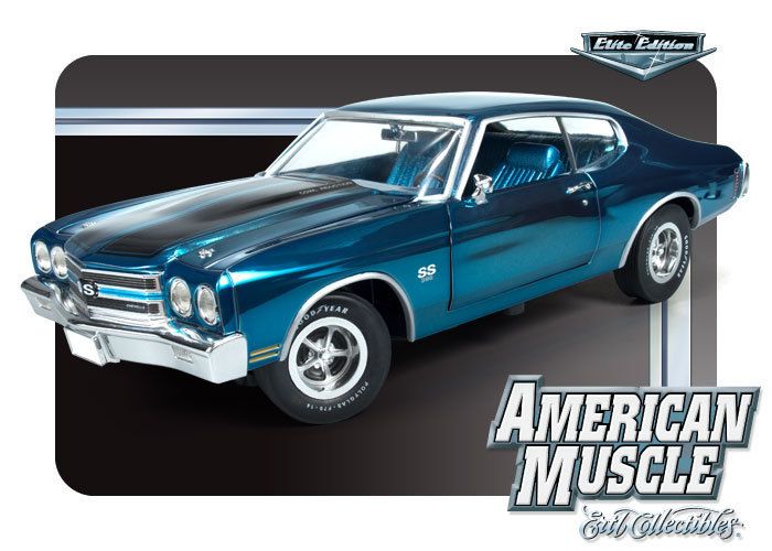 AUTOWORLD AMM801 BLUE CHROME 118 1970 CHEVROLET CHEVELLE SS 396 