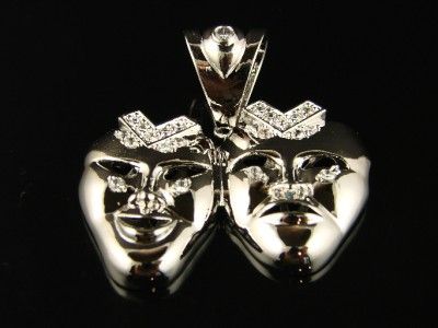 WHITE GOLD FINISH COMEDY/TRAGEDY THEATER MASK CHARM  