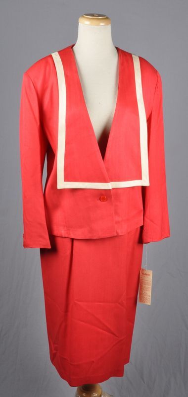 NWT Vtg 80s SILKAGE Avant Garde Red Silk Jacket & Skirt Suit sz 10 